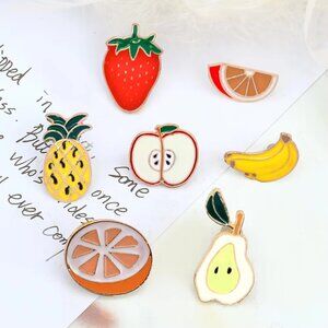 7-Piece Fruit Medley Enamel Pin Set - Brand-New!